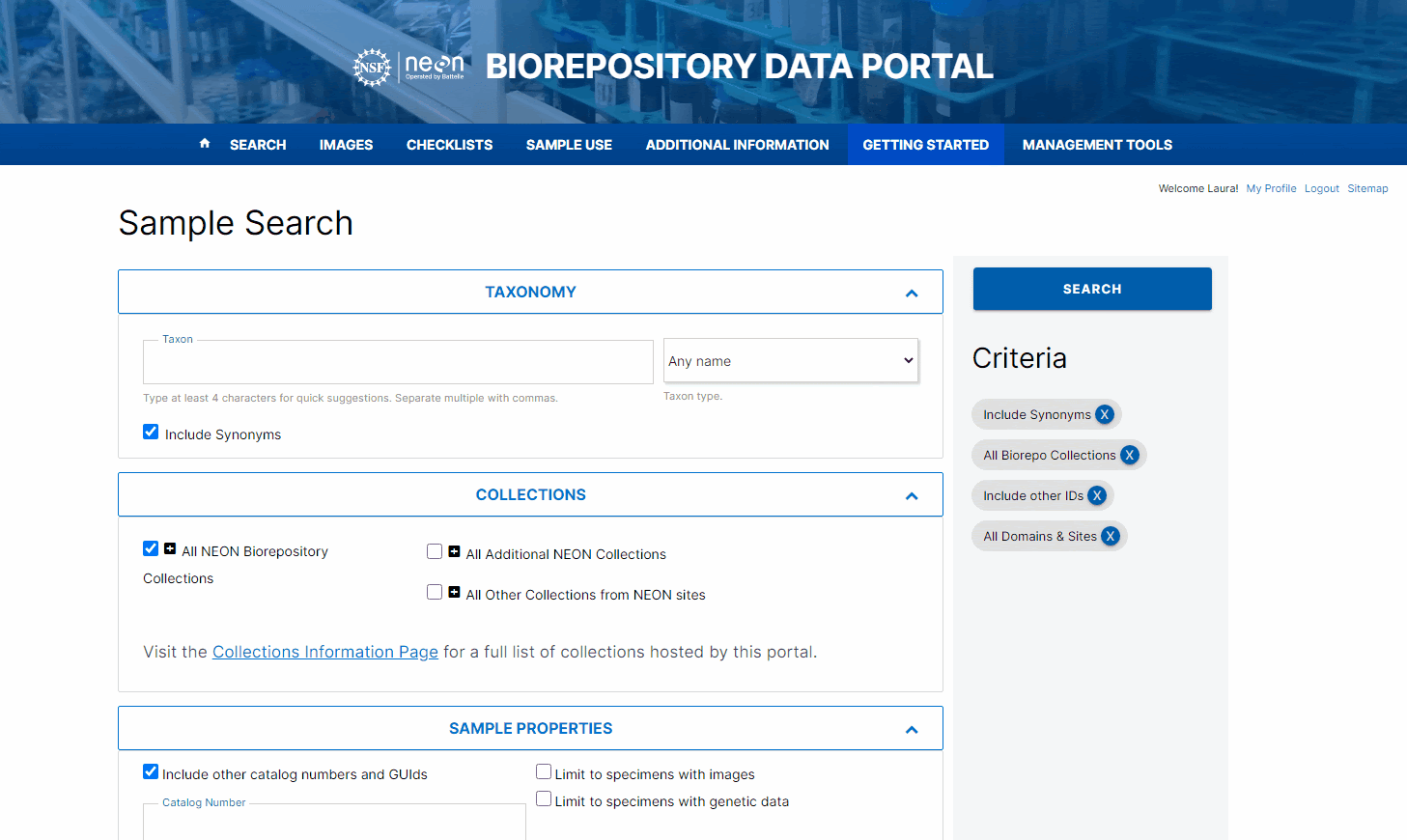 Symbiota Simplified Search Form Animation 1